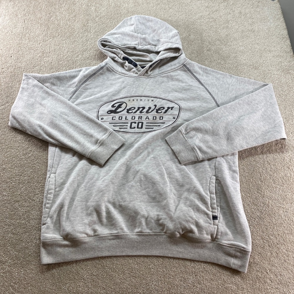 Premium 51 Hoodie Mens XXL Gray‎ Denver Colorado Graphic Raglan Sweatshirt